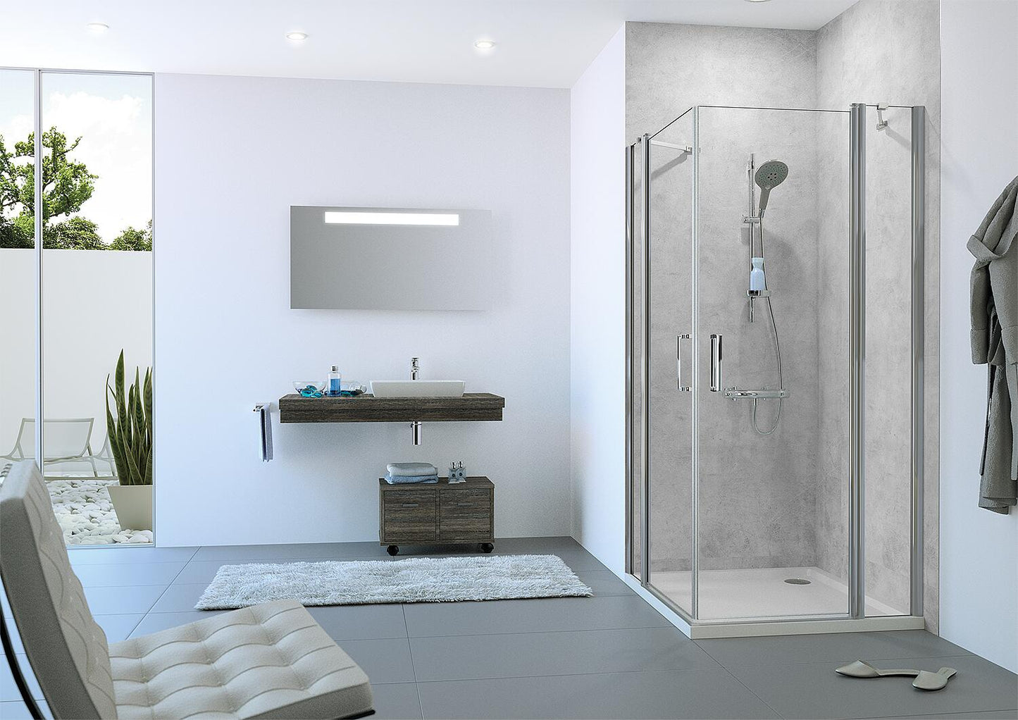 Eckduschkabine Hüppe Classics 2, 2 Pendeltüren und 2 Glas-Fixteile mit 2 Stabilisierungsstangen