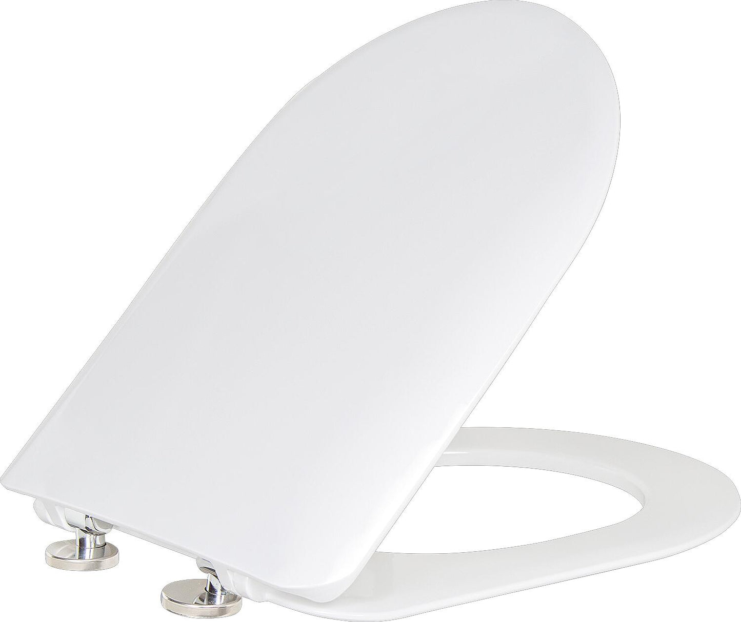 Abattant de toilette Laniara en Duroplast blanc avec charnières en acier inoxydable