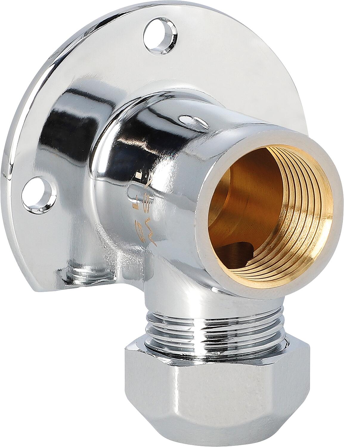 Chrome-plated brass wall plate DN15 (1/2") x 12 mm