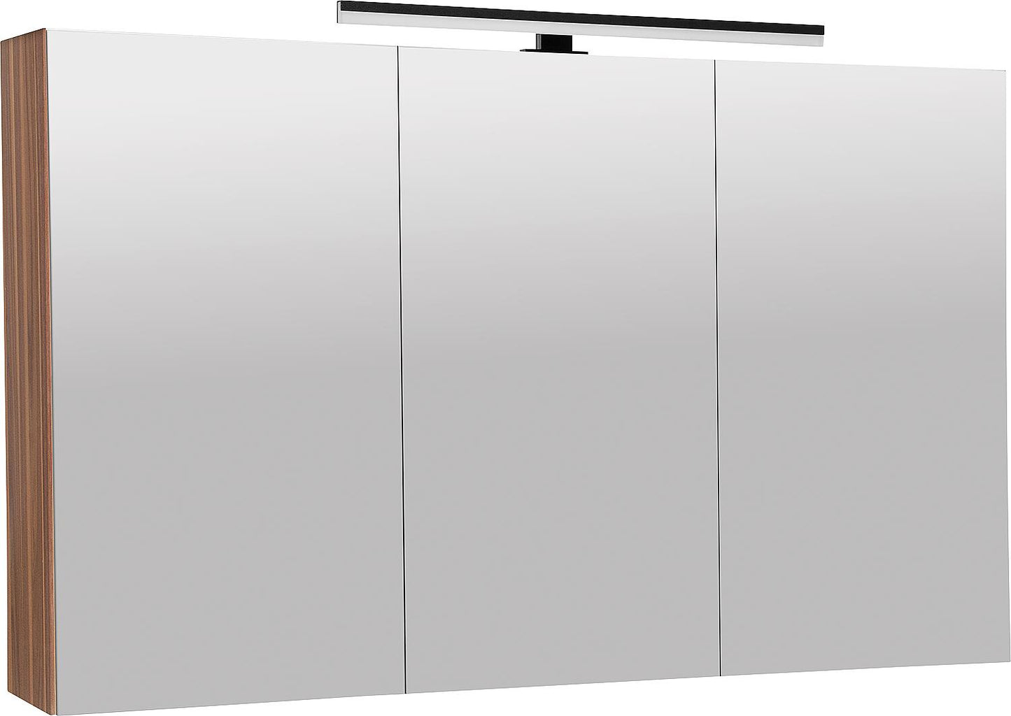 Armoire à miroir Benaro avec éclairage LED intégré, 3 portes, blanc mat, 1200 x 750 x 188 mm