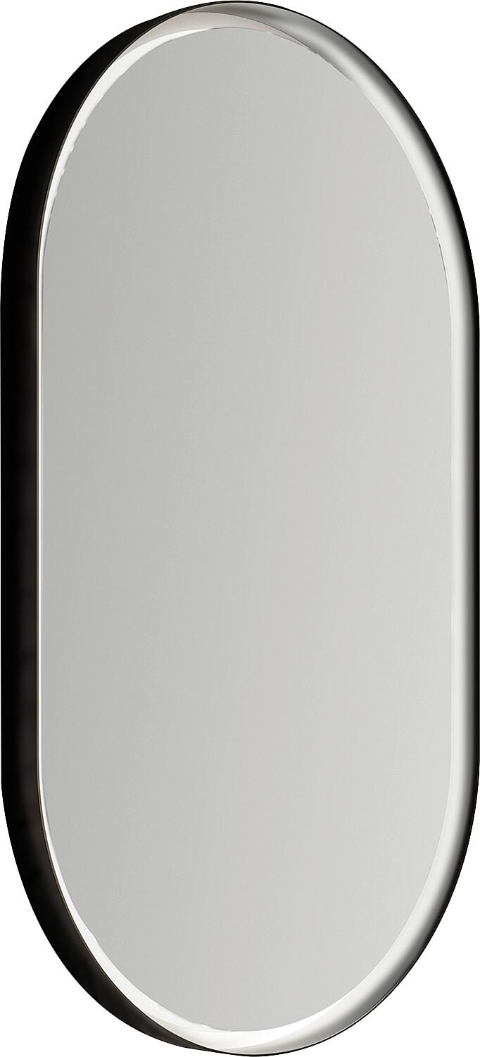 Miroir LED BLIES, 500 x 900 x 50 mm, ovale, noir mat, sans interrupteur