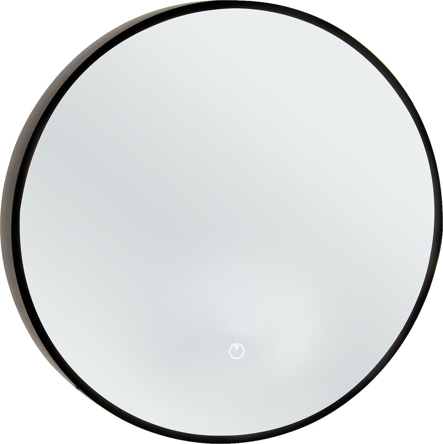 Miroir LED Aelva avec rétroéclairage et interrupteur tactile, cadre noir, Ø 800 mm