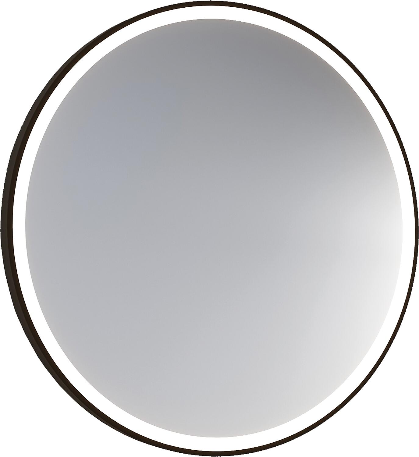 LED mirror Aulielva with touch switch, black frame, front lighting, Ø 800mm