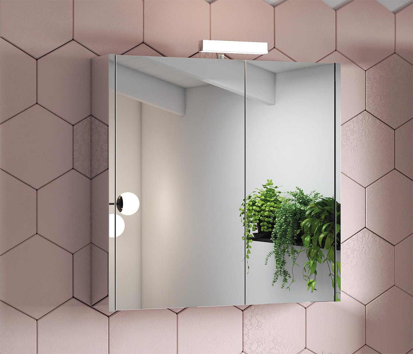 Armoire à miroir Vikja avec éclairage LED, 2 portes, côtés miroir, 715 x 700 x 155 mm