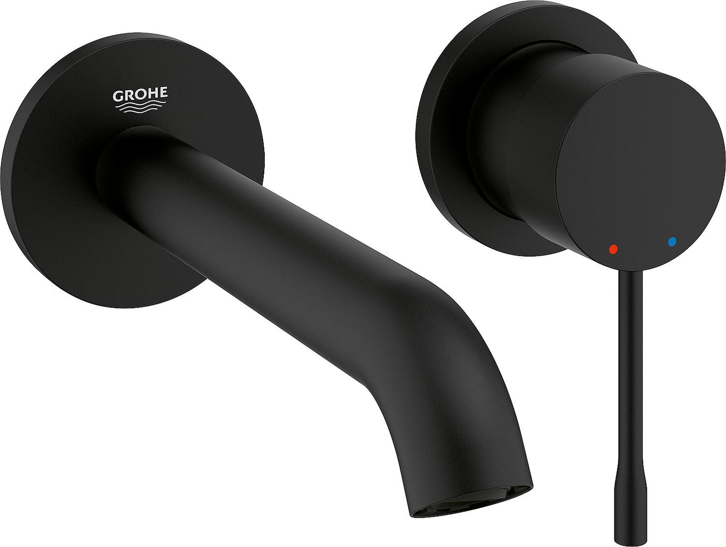 Grohe Essence wall-mounted basin mixer, 183mm projection, phantom black