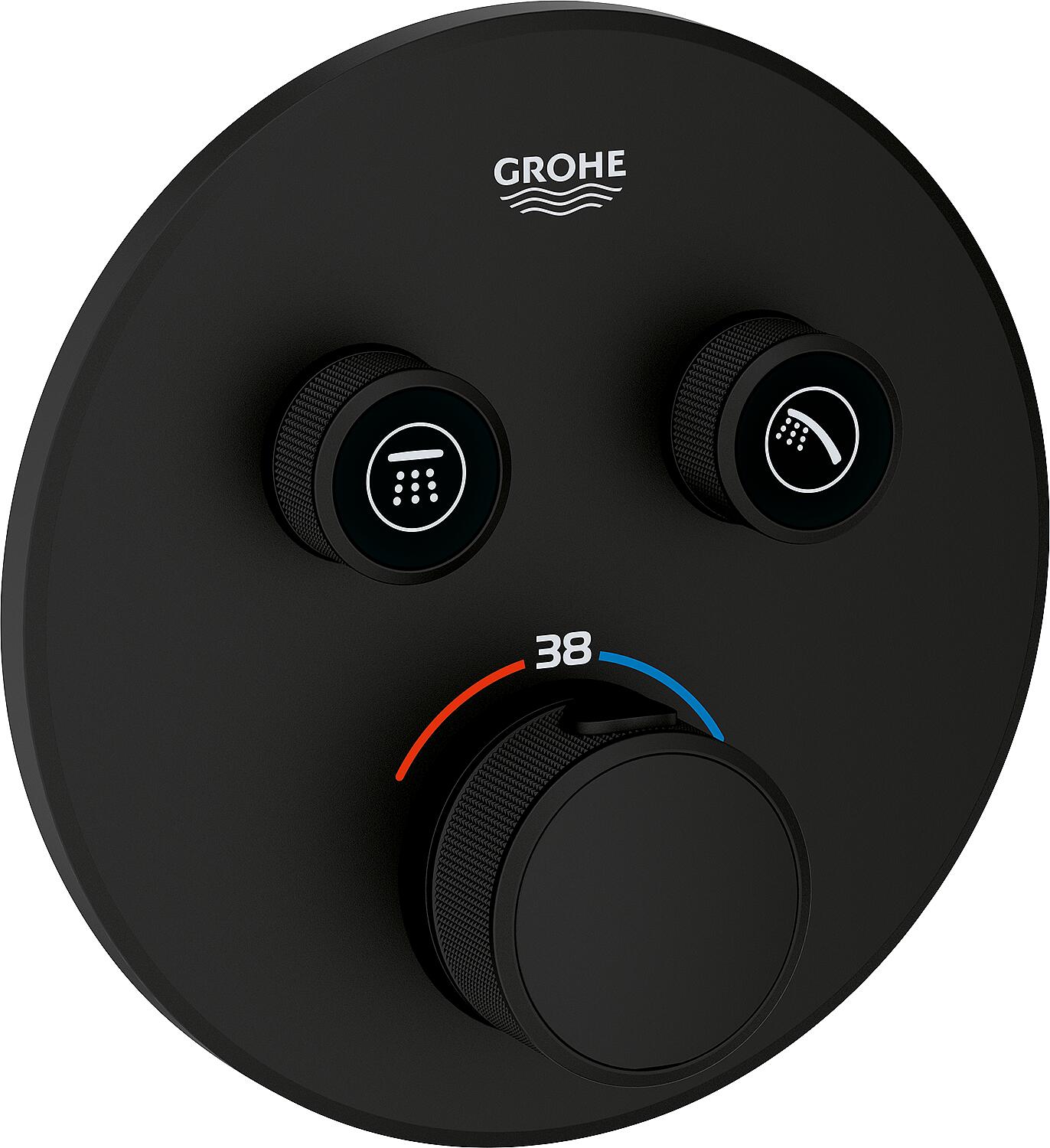 Grohe Grohtherm SmartControl concealed thermostat, phantom black, with 2 shut-off valves