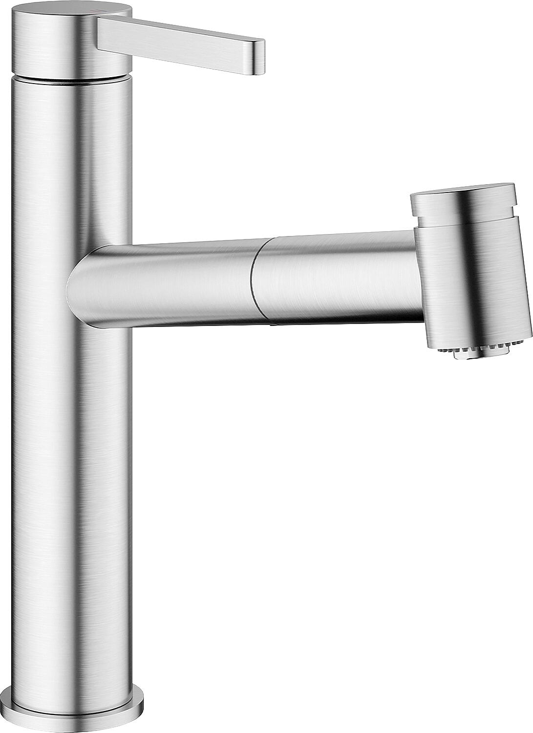 Spültischmischer KWC Bevo E herausziehbarer Auslauf Ausladung 221 mm Edelstahl gebürstet