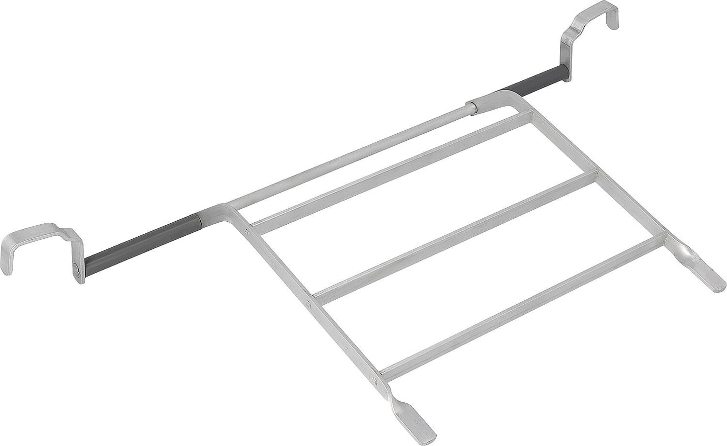 Rectangular aluminum folding grate for steel utility sinks with overflow