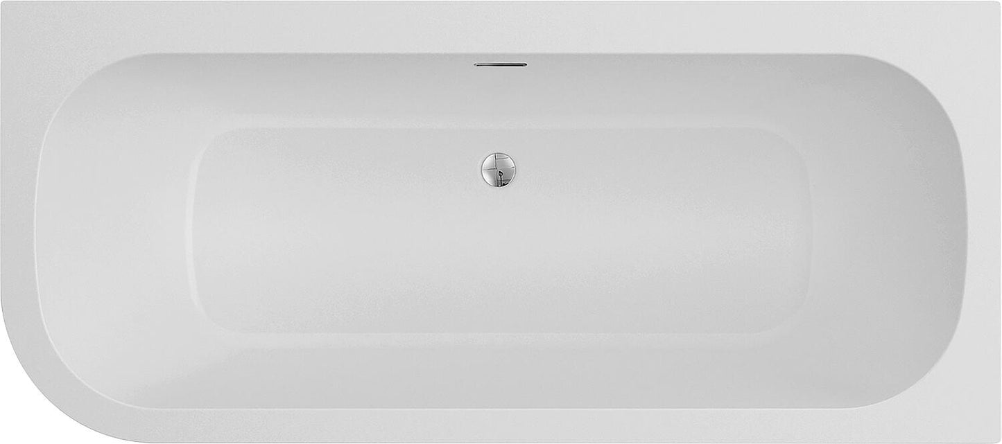 Corner bathtub Loup WxHxD: 1800x580x800mm, curved on the left, without drain fitting, with overflow hole, white acrylic