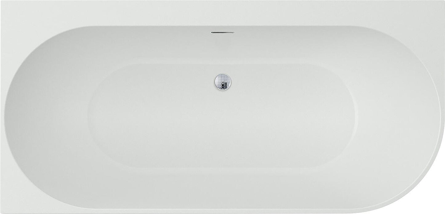 Corner bathtub Arnon WxHxD: 1660x580x800mm, right-hand curve, without drain fitting, with overflow hole, white acrylic