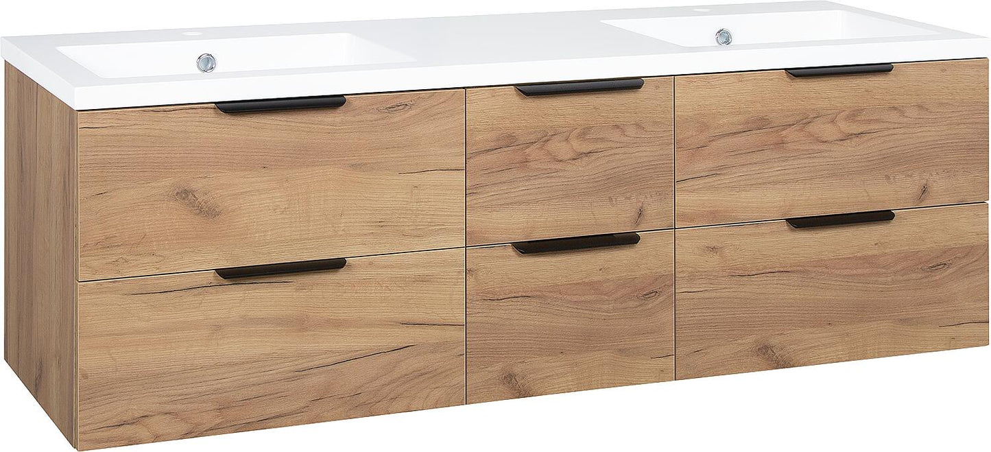 WTU + Mineralguss-WT LOSSA 6 Auszüge anthrazit Hochglanz Breite 1550 mm