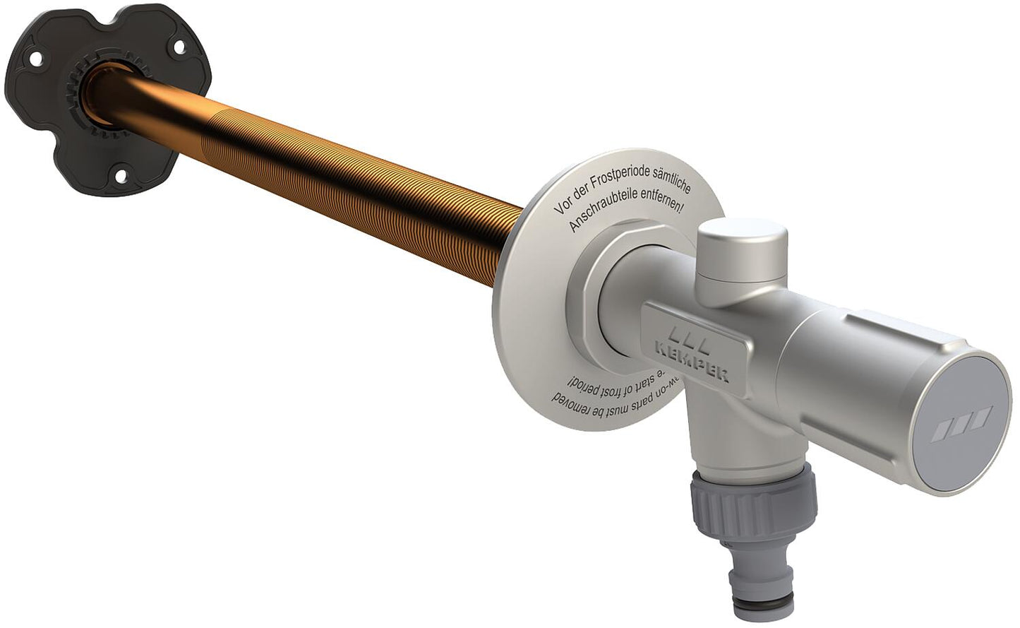 Robinet extérieur antigel Kemper Frosti-Plus, laiton rouge, DN15 (1/2"), épaisseur de paroi 150-415 mm