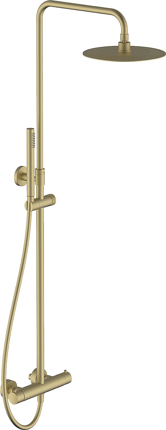 Comallo 2.0 shower system with Soft Brass thermostat