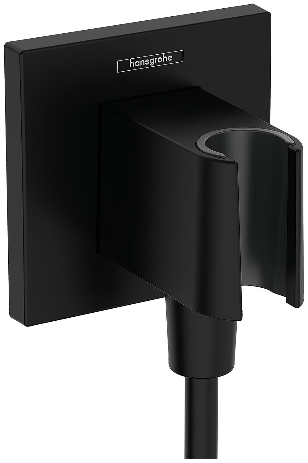 Hansgrohe FixFit E Porter KS wall connection elbow with shower holder DN15 (1/2") matt black
