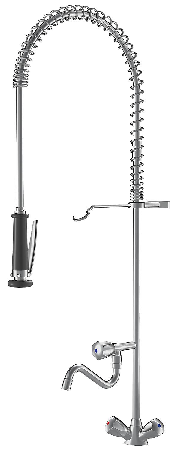 Zweigriff-Spültischmischer KWC Gastro mit Geschirrwaschbrause chrom