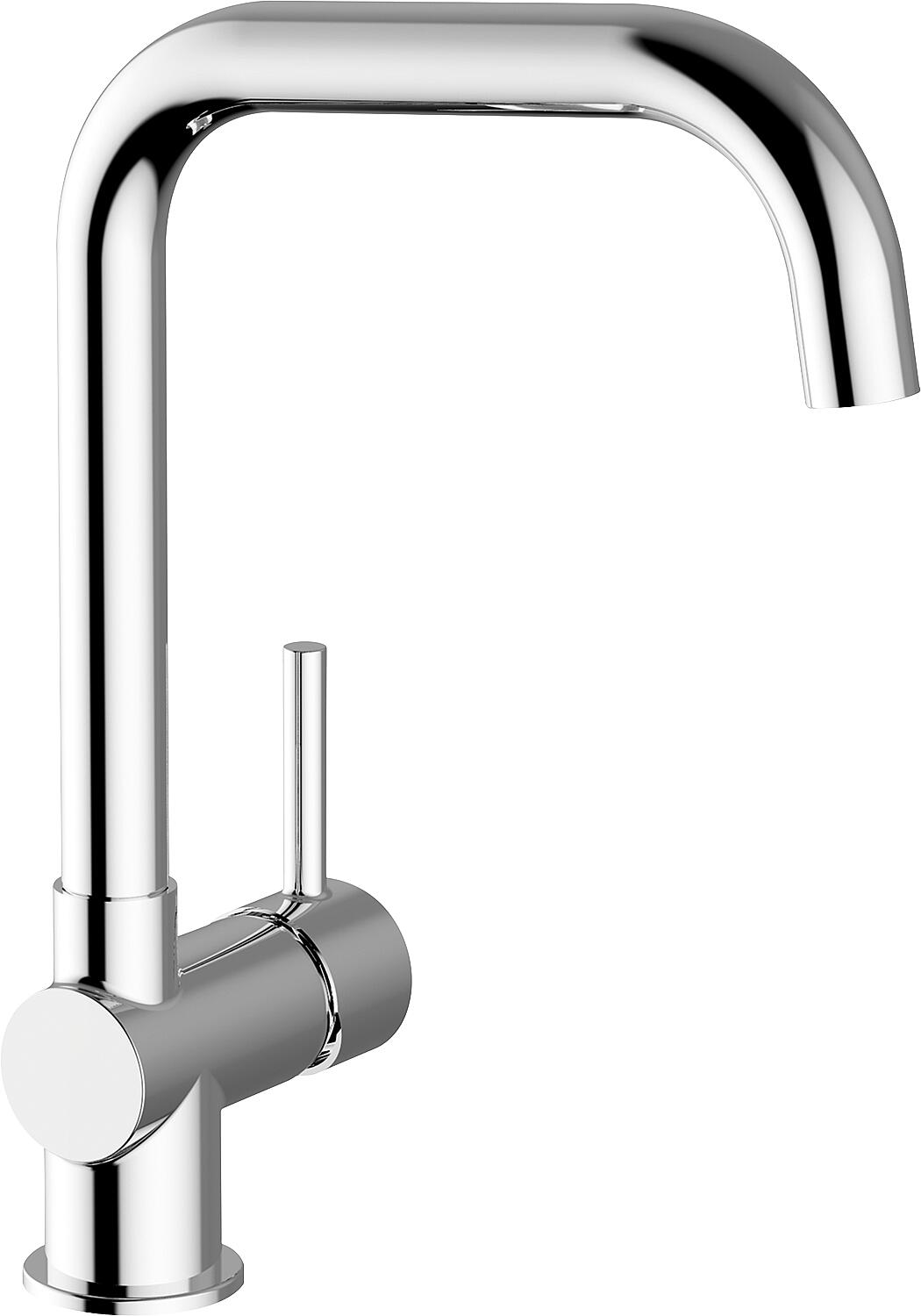 Robinet mitigeur de cuisine rond Nevado avec bec pivotant, saillie 192 mm, nickel brossé