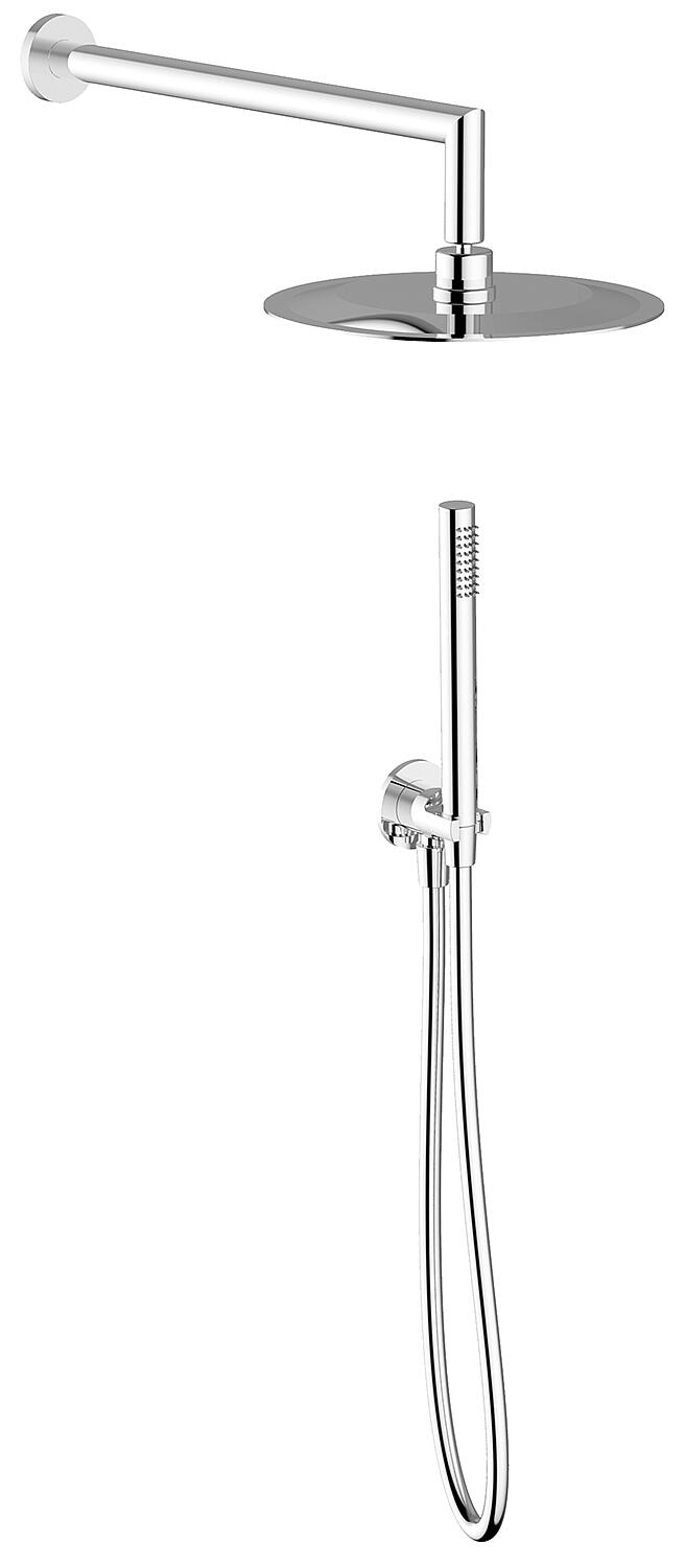 Brause-Set Xerias mit Kopf-und Handbrause mit Wandanschlussrohr rund