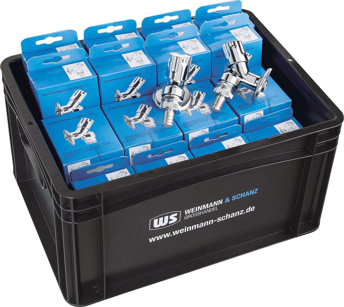 Robinet d'appareillage chromé, lot économique, avec aérateur de tuyau et clapet anti-retour DN15 (1/2"), emballage WS inclus