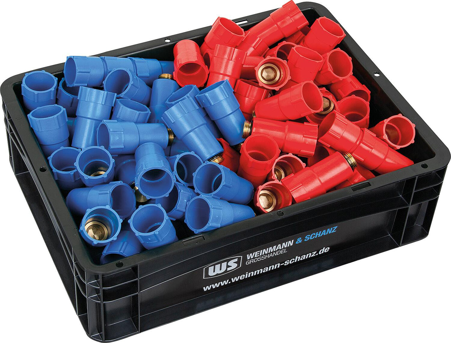 Lot de chevilles de construction DN15 (1/2") rouges et bleues, avec filetage en laiton