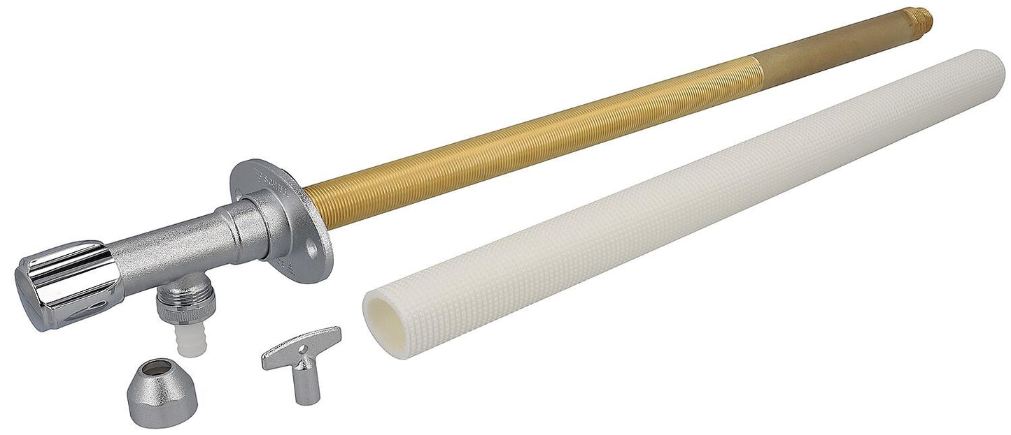 Schell Polar II frost-proof external wall fitting, DN 15, with check valve and pipe aerator, wall thickness 200-500 mm