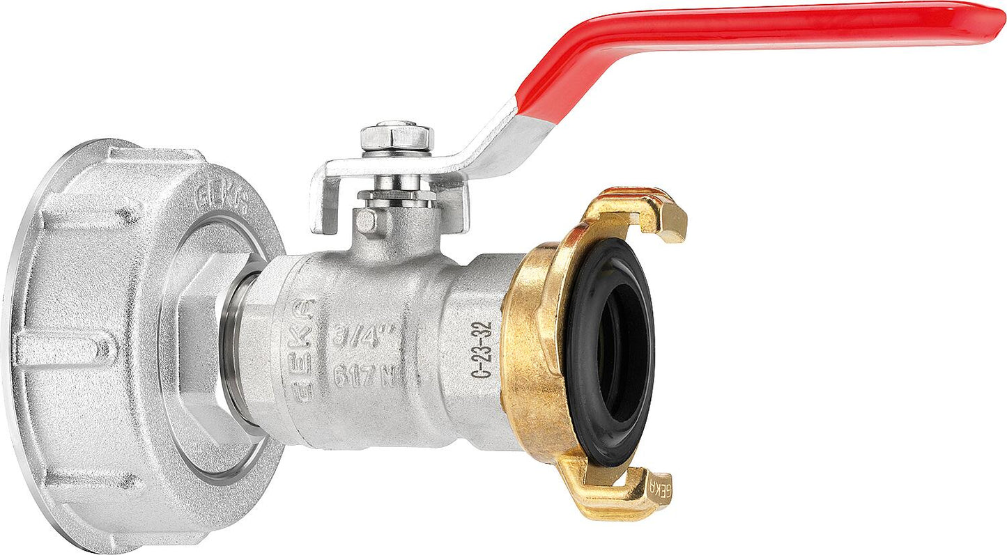 Kit adaptateur IBC Geka plus avec vanne à bille et raccord