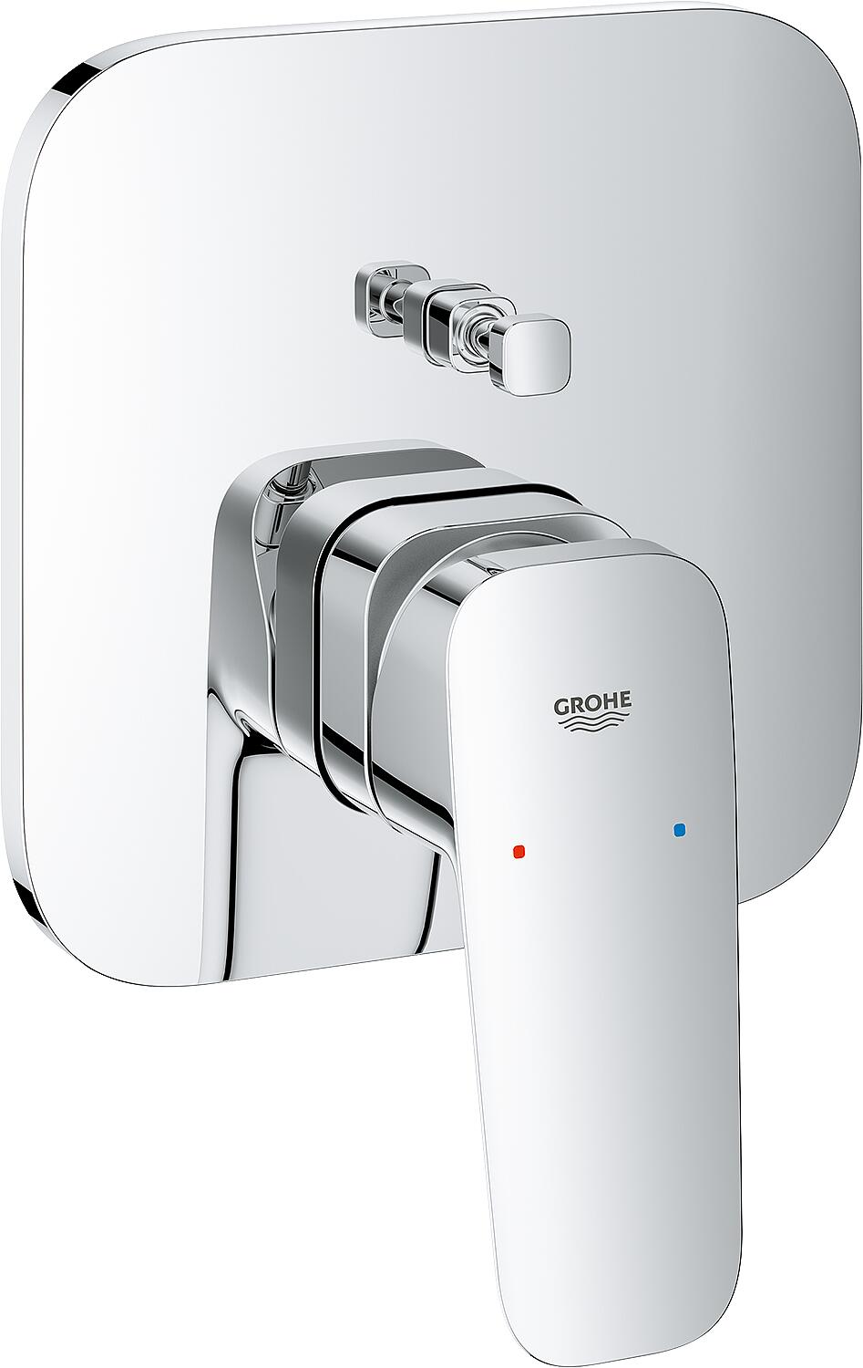 Rosace de mitigeur de bain encastré Grohe Cubea : 158 x 158 mm chromée