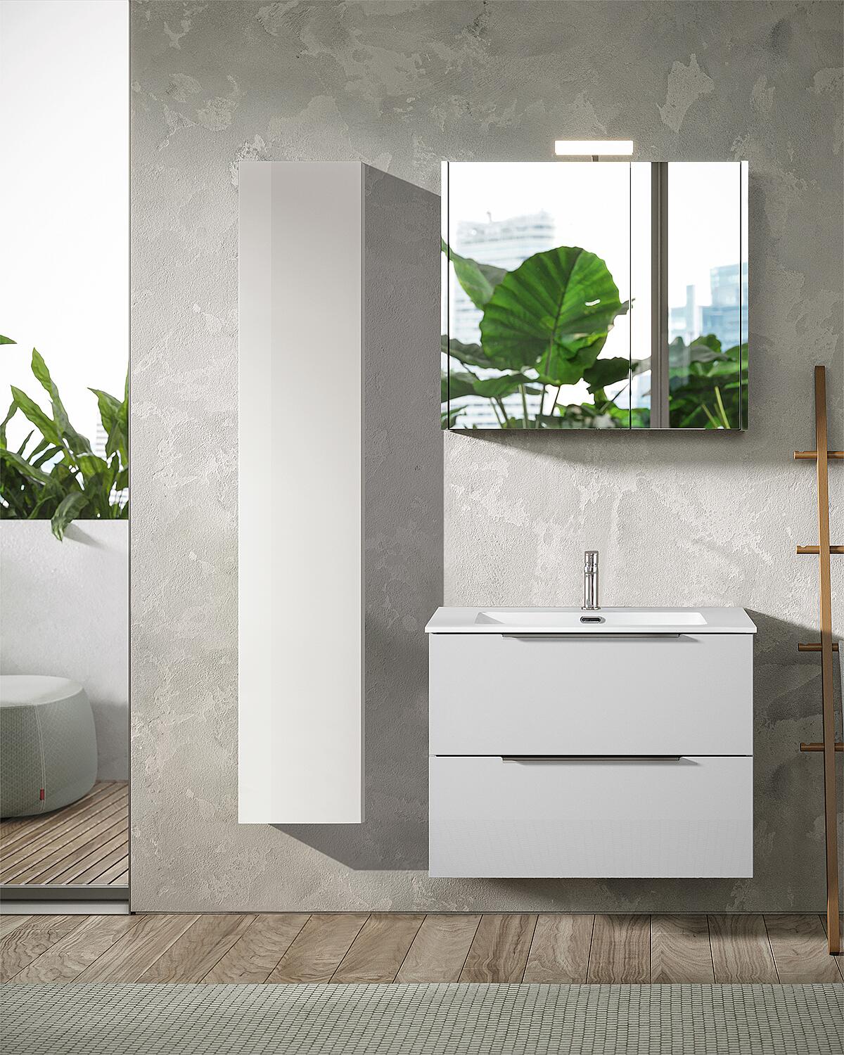 Bathroom furniture set BALI 2.0, mineral cast sink, Tigerwood, 2 drawers, width 810 mm
