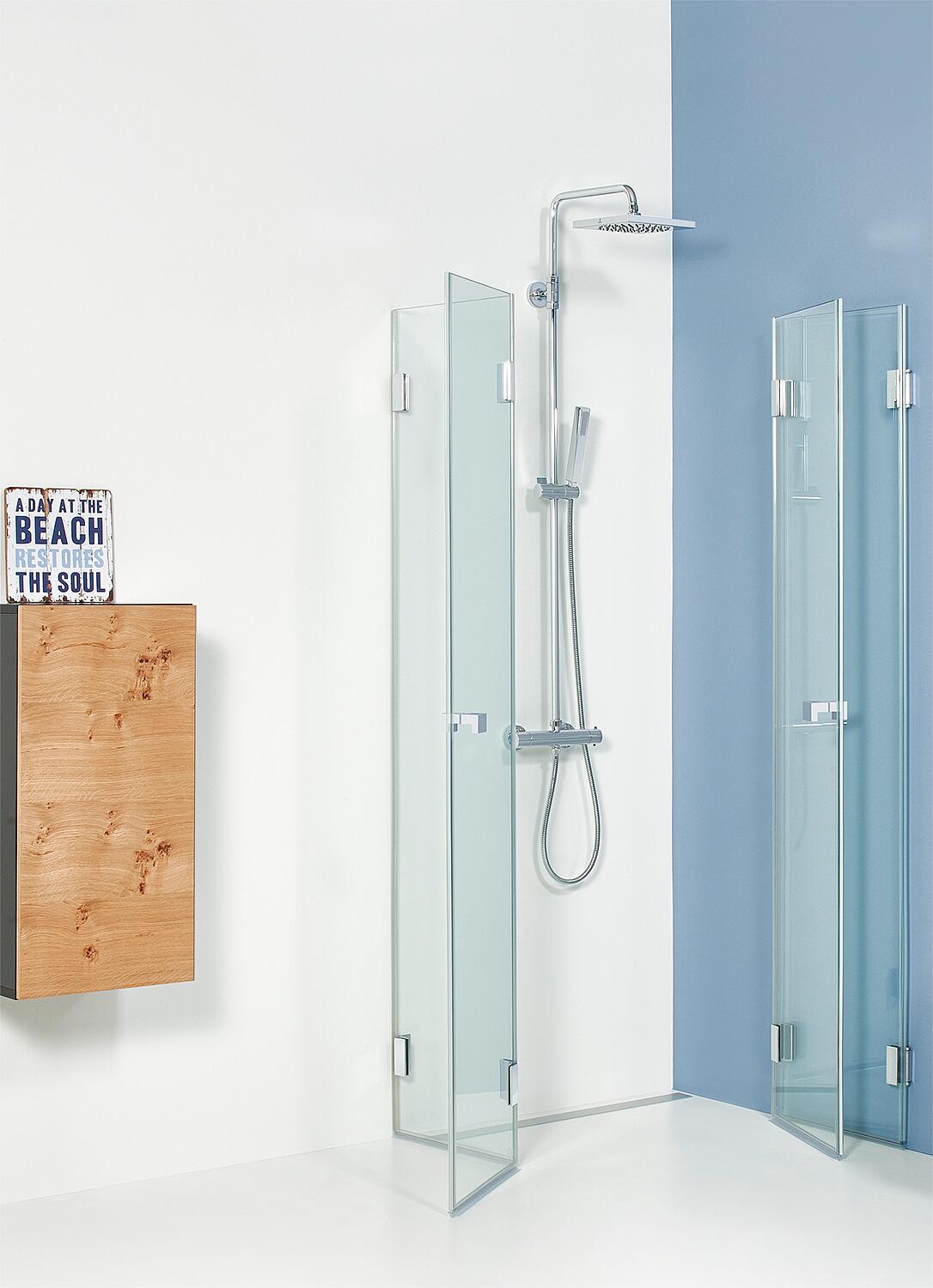 Eck-Duschkabine Rock 870x870x2000 mm 6 mm Glas ETC 2x 2-teilige Tür schwarz matt