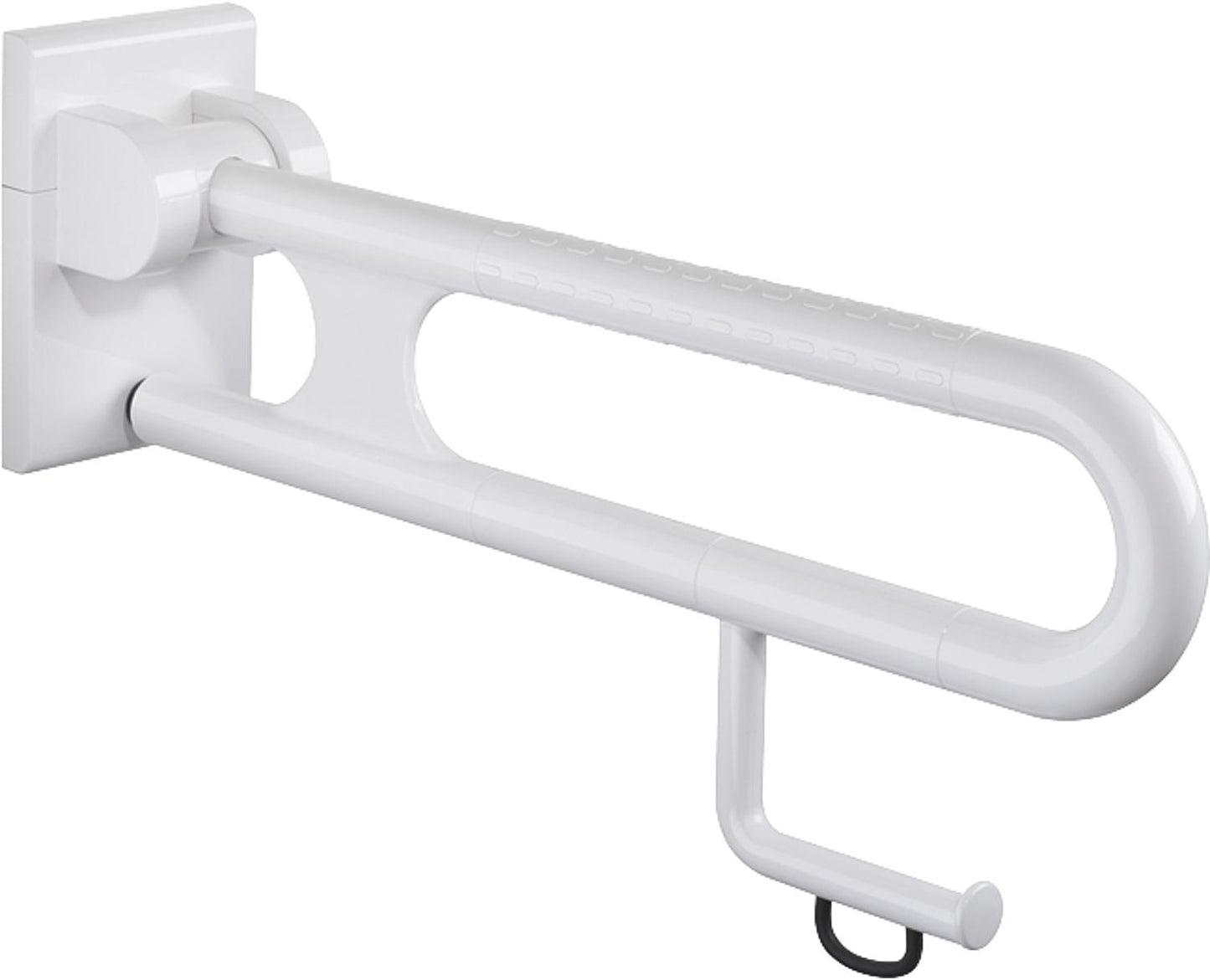 White folding support handle, 850mm, with paper roll holder and roll brake, nylon