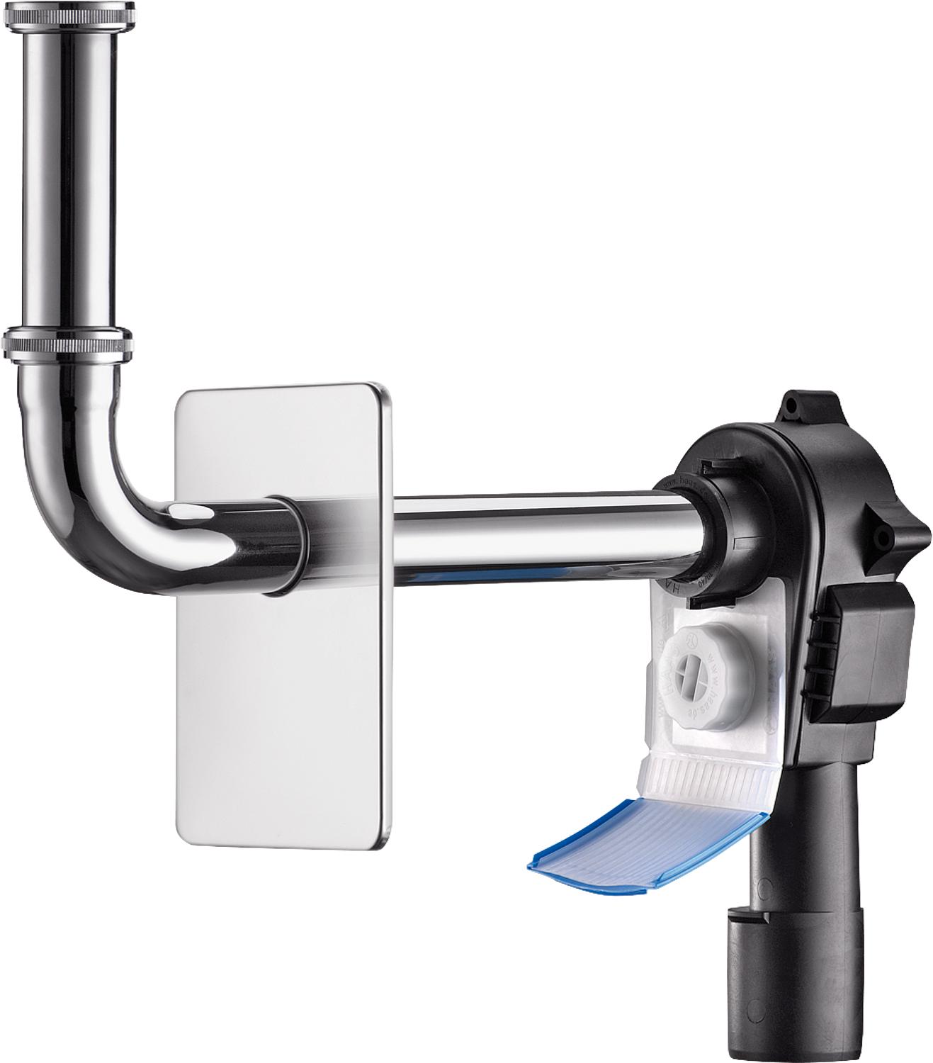 PE-Raumspar-Wandeinbau-Siphon OHA 3500, DN 32, Reinigungs- öffnung, Ablaufrutsche