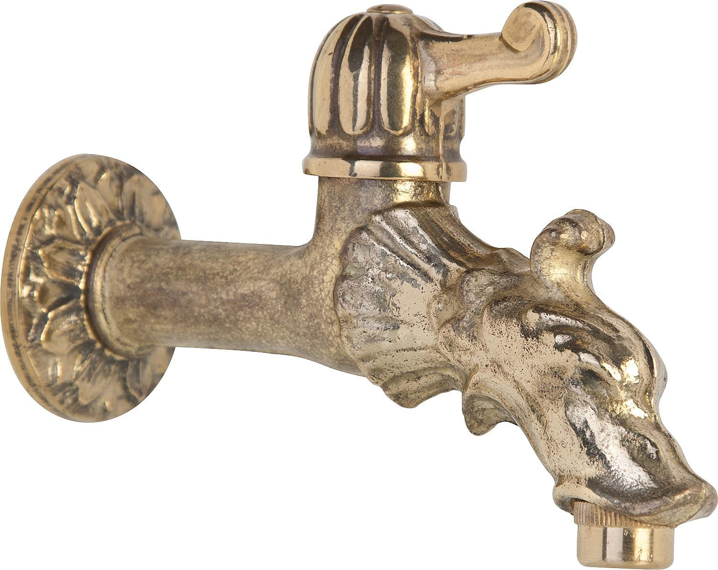 Auslaufventil mit Hebelgriff in Bronze mit Rosette, Wandanschluss 1/2``