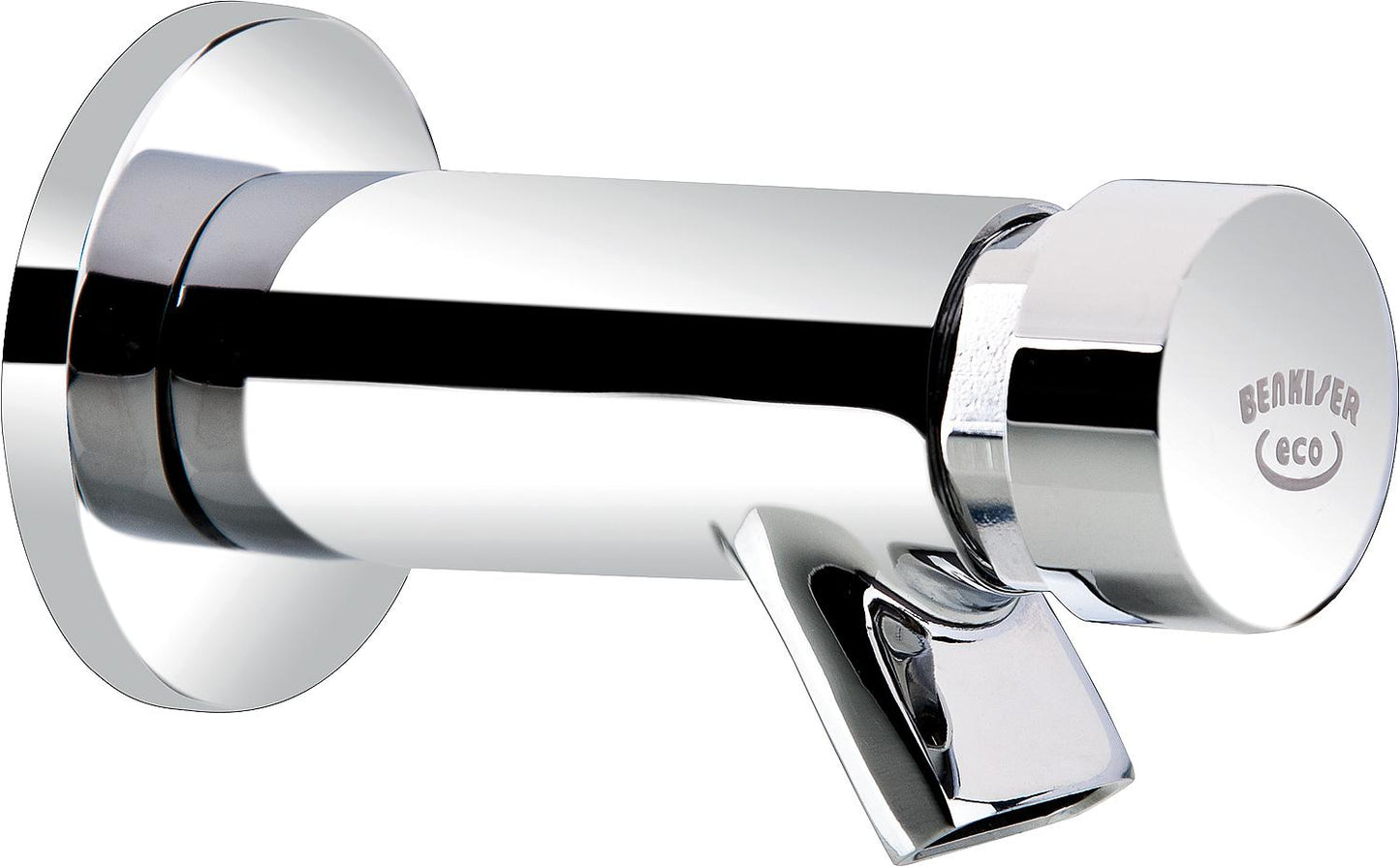 Robinet mural à fermeture automatique Benkiser pour eau froide ou mitigée, saillie de 92 mm avec sortie anti-surtension