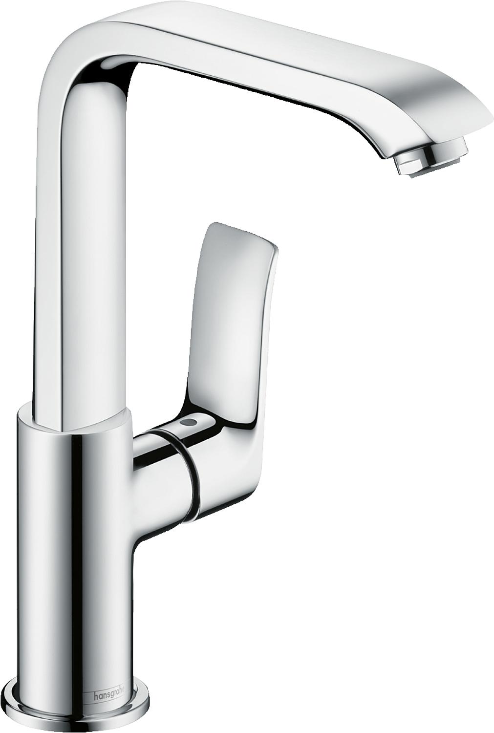 Hansgrohe Metris 230 basin mixer, 155 mm projection, chrome, swivel spout, push-open drain