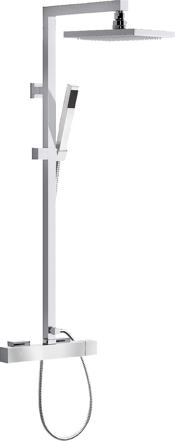 Brause-System Skyline Stabhandbrause, Kopfbrause 240x140 mm und Thermostat chrom