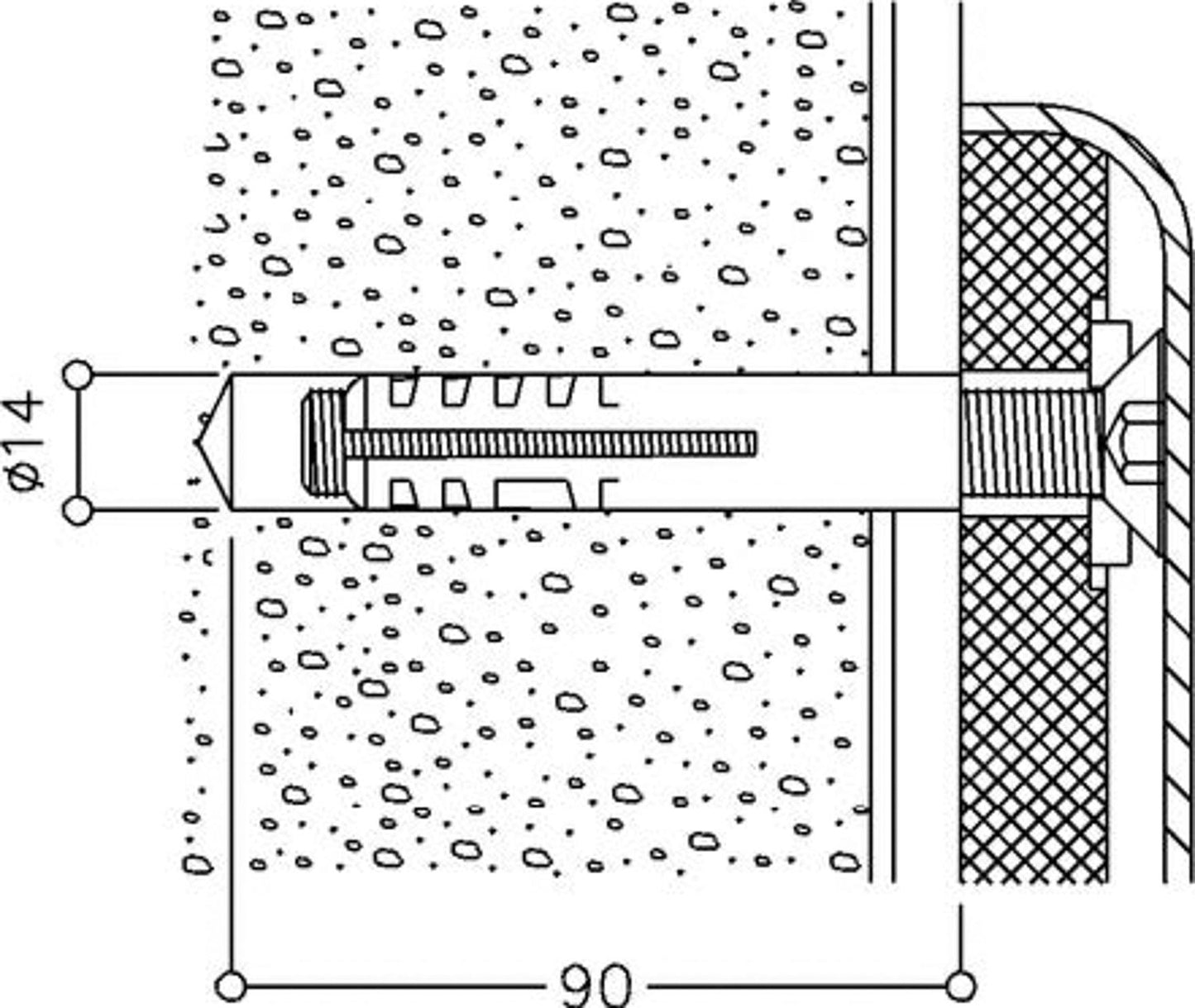 Fastening set for solid brick, concrete, limestone, compatible with the Nylon series