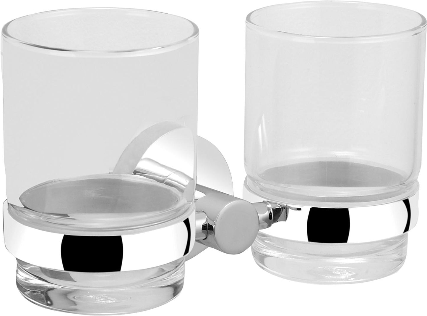 Double glass holder Eight with wall bracket, satin-finished glass, chrome-plated brass