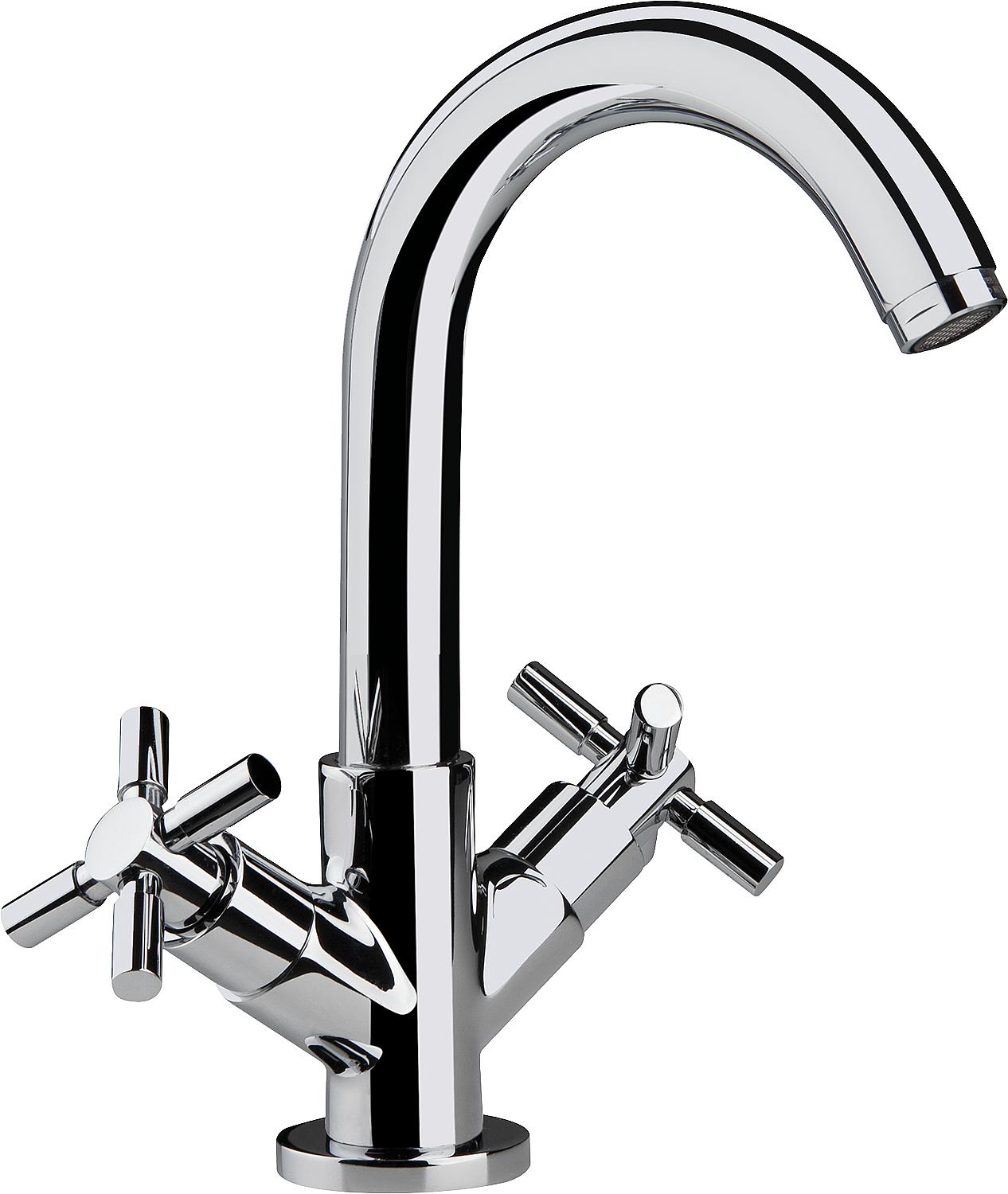 Mitigeur lavabo Comi à 2 poignées, saillie de 138 mm, chromé