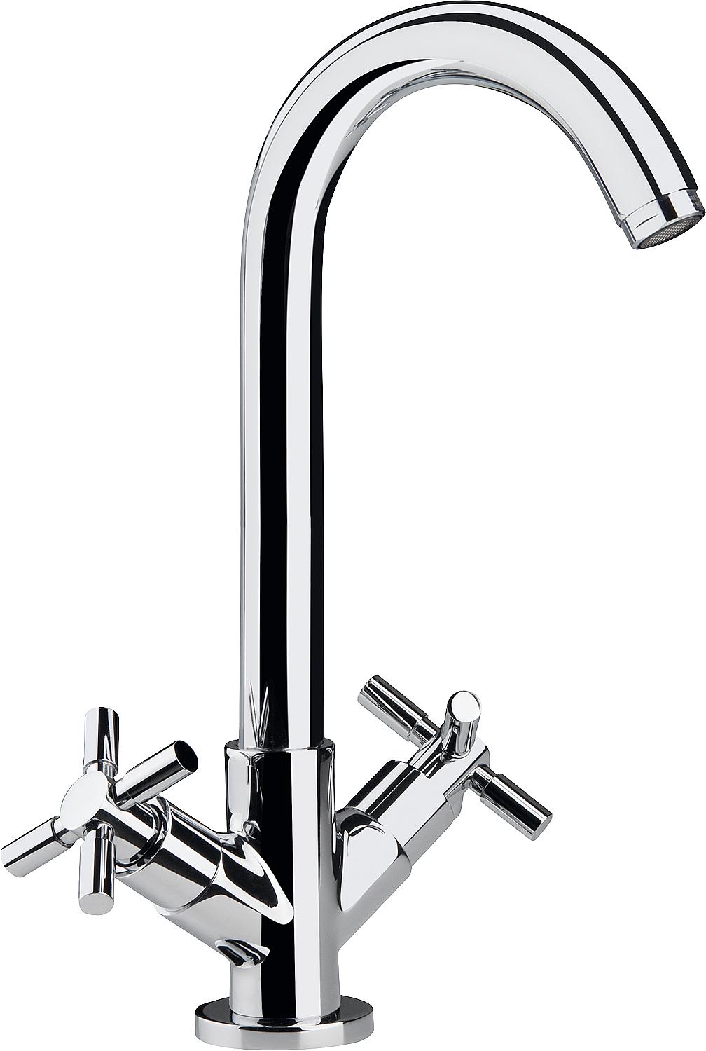 Comi 2-handle kitchen mixer tap with swivel spout, 217 mm projection, chrome-plated