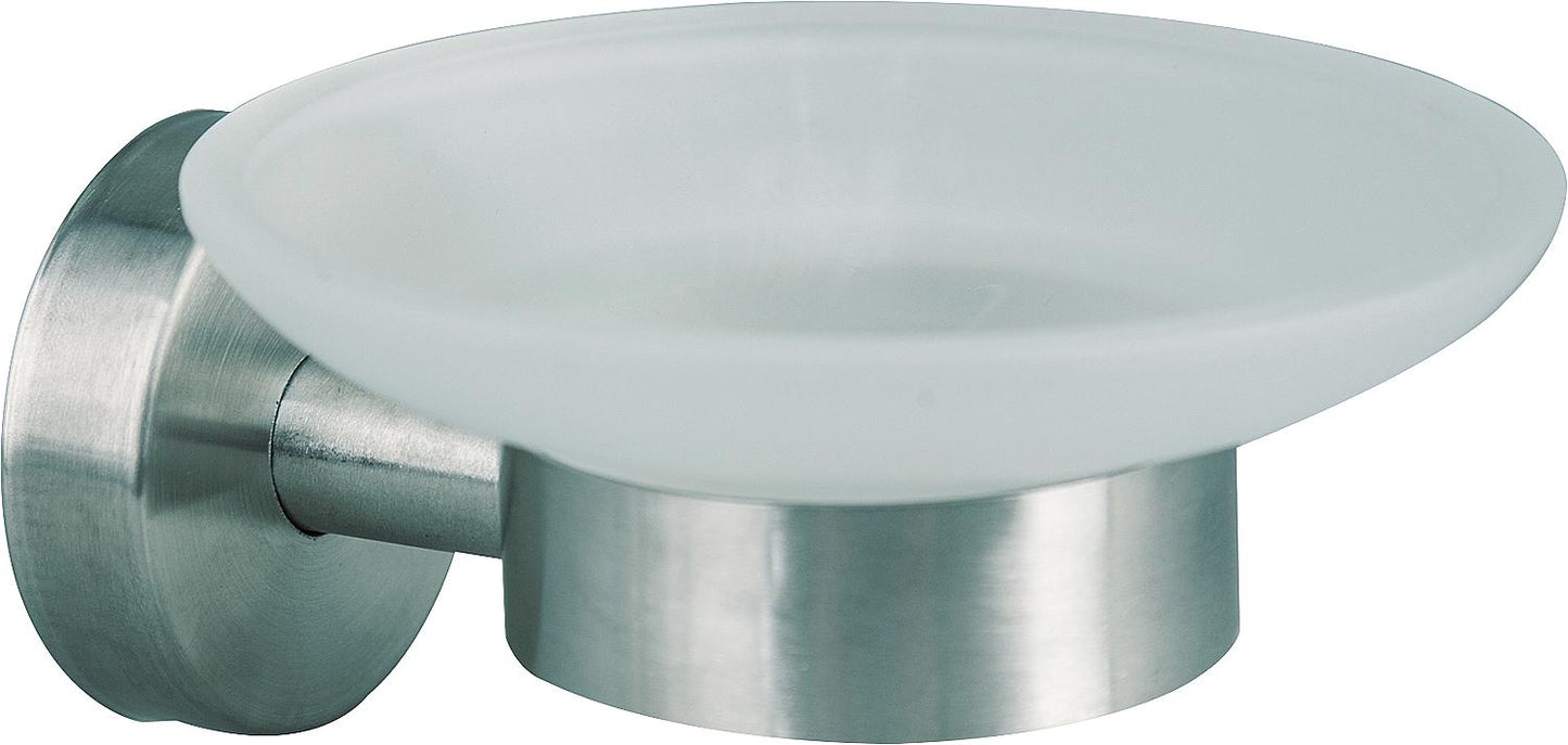 Axial soap dish with wall bracket, stainless steel, matt