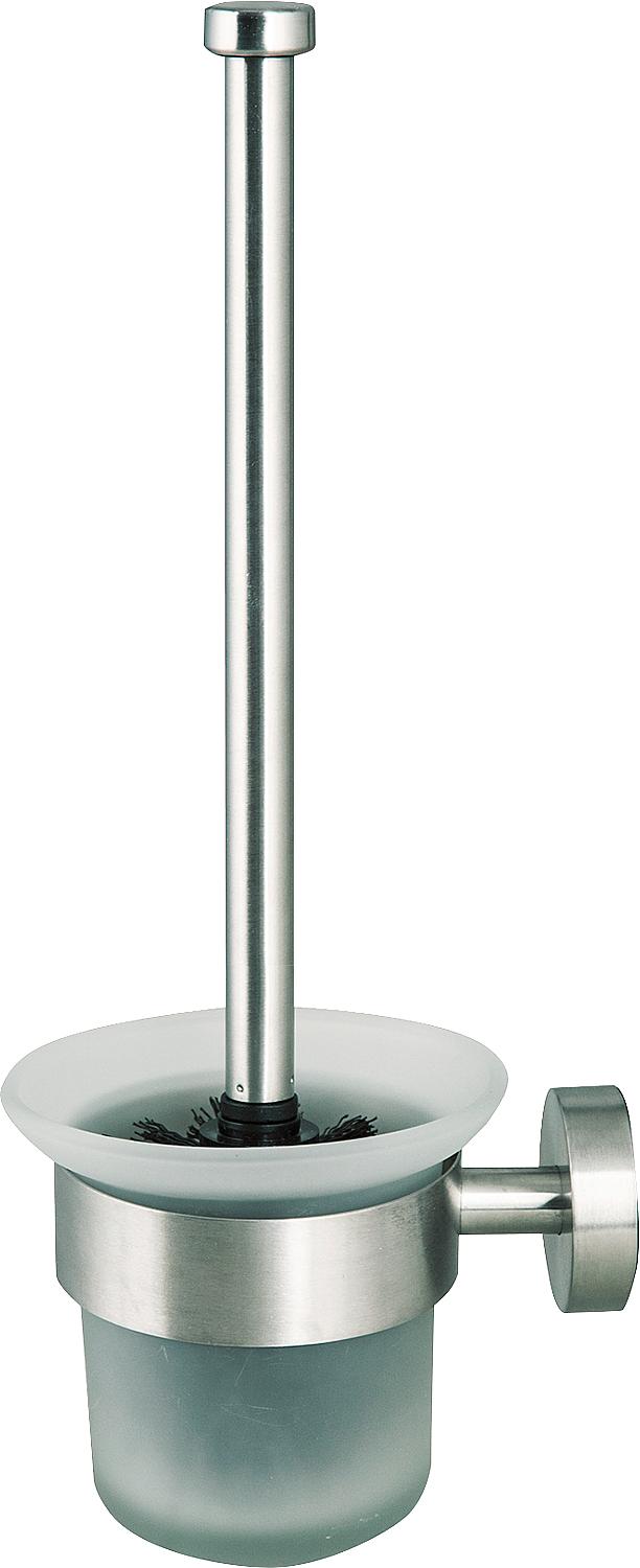 Axial toilet brush set with wall bracket, stainless steel, matt