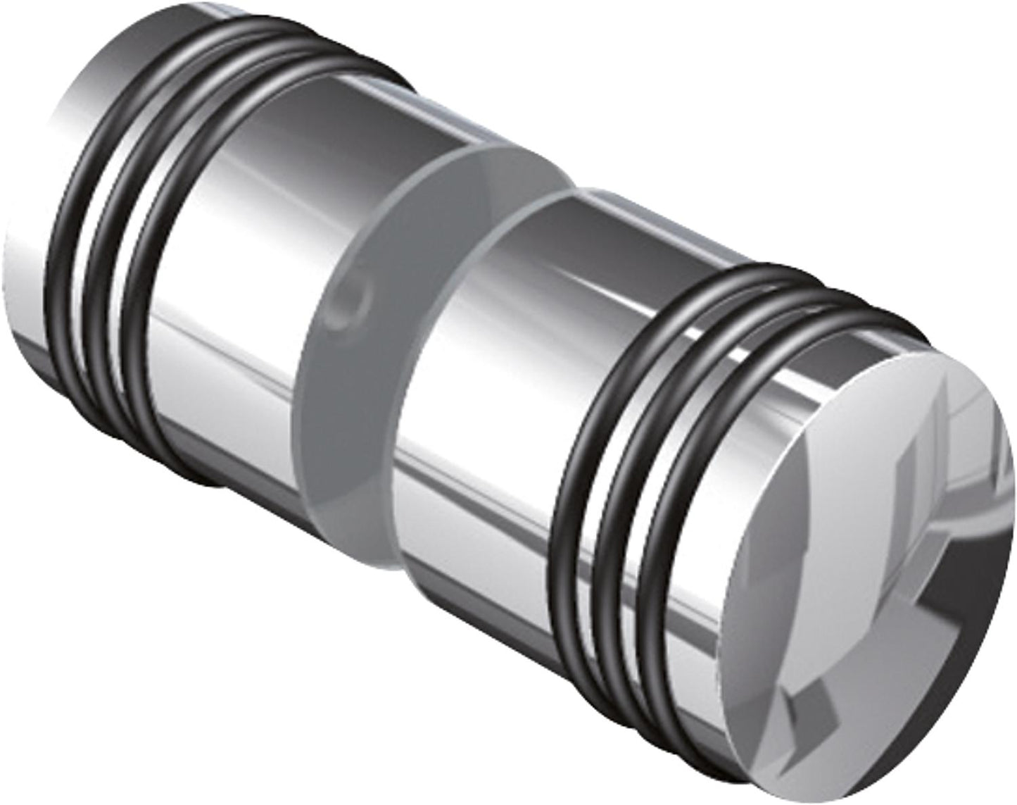 Glass door knob, polished chrome on both sides, glass bore Ø 14 mm, glass thickness 6-12 mm