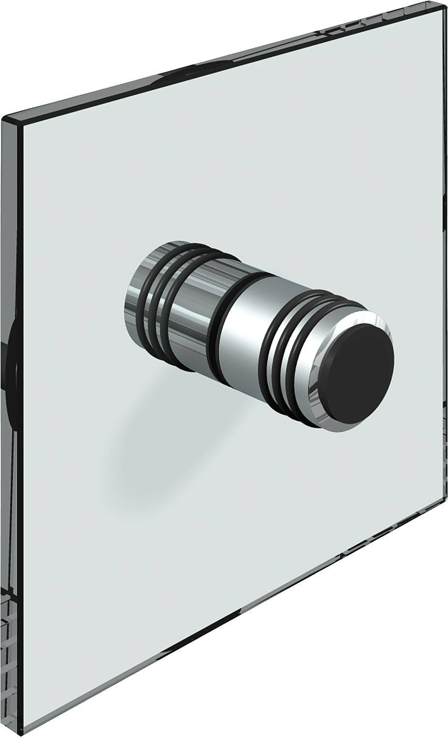 Glass door knob, double-sided, with rubber seal, chrome-plated, for glass drilling: 14 mm, thickness 6-12 mm