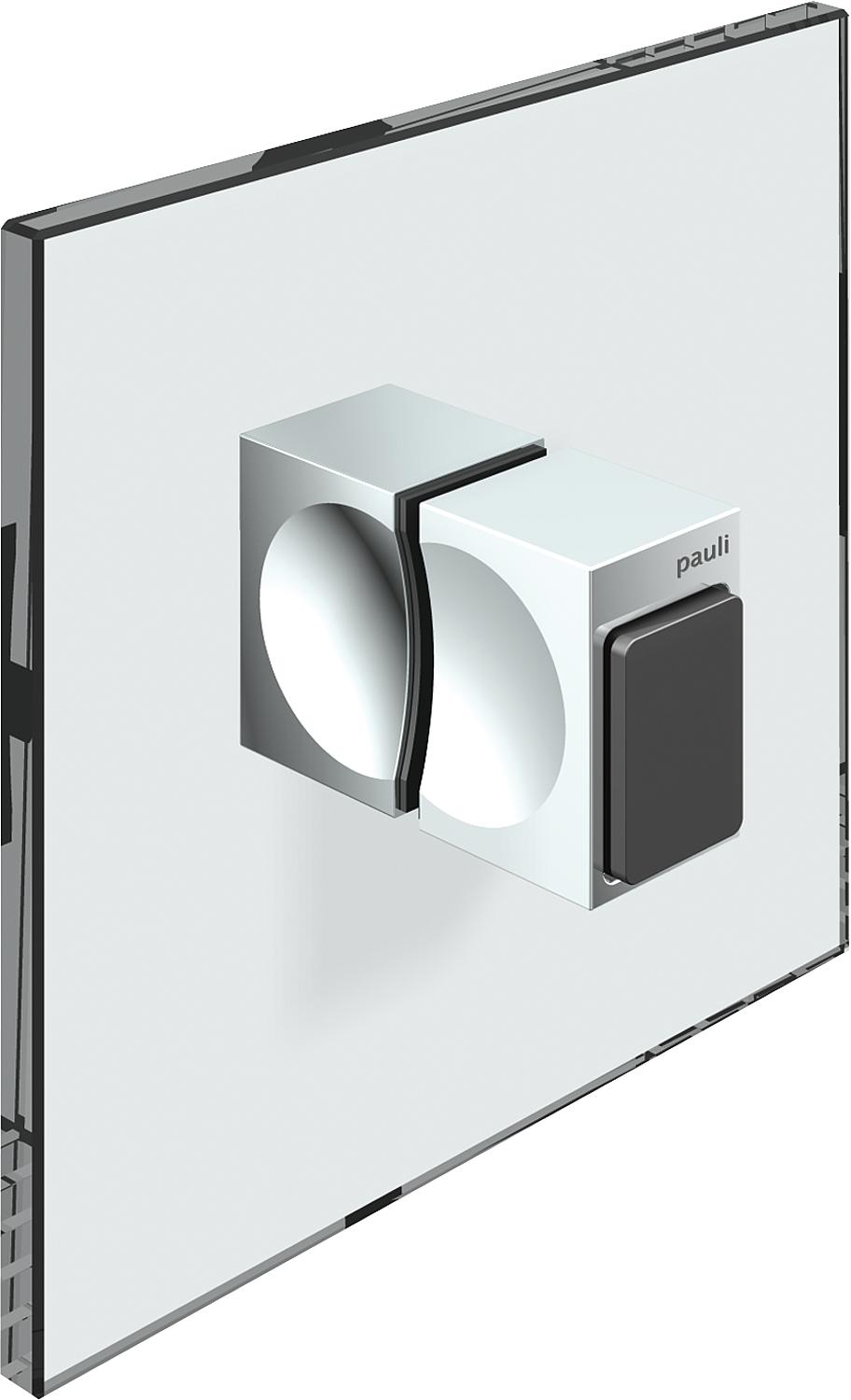 Glass door handle, double-sided, with rubber seal, chrome-plated, for glass drilling: 14 mm, thickness 6-10 mm