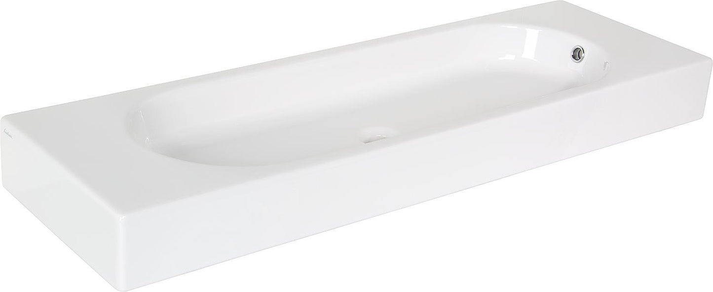 Doppelwaschtisch AREA BxHxT: 1100x110x350 mm 2 Hahnlöcher Keramik weiss