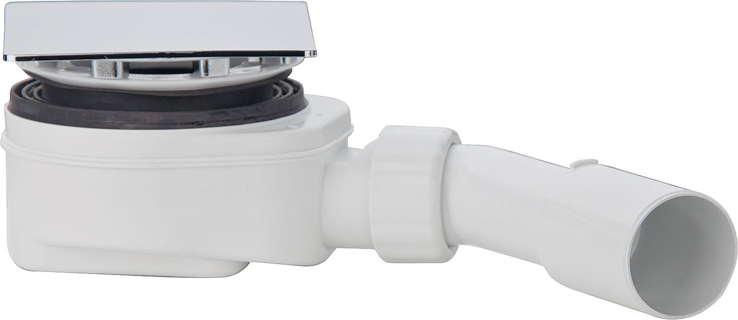 Bonde de receveur de douche avec tuyau d'évacuation 50/40, couvercle carré en ABS 120 mm