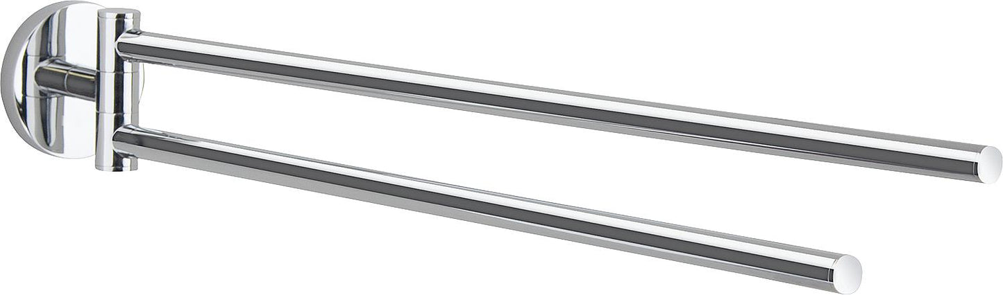 Rumba two-arm movable towel holder, chrome-plated brass