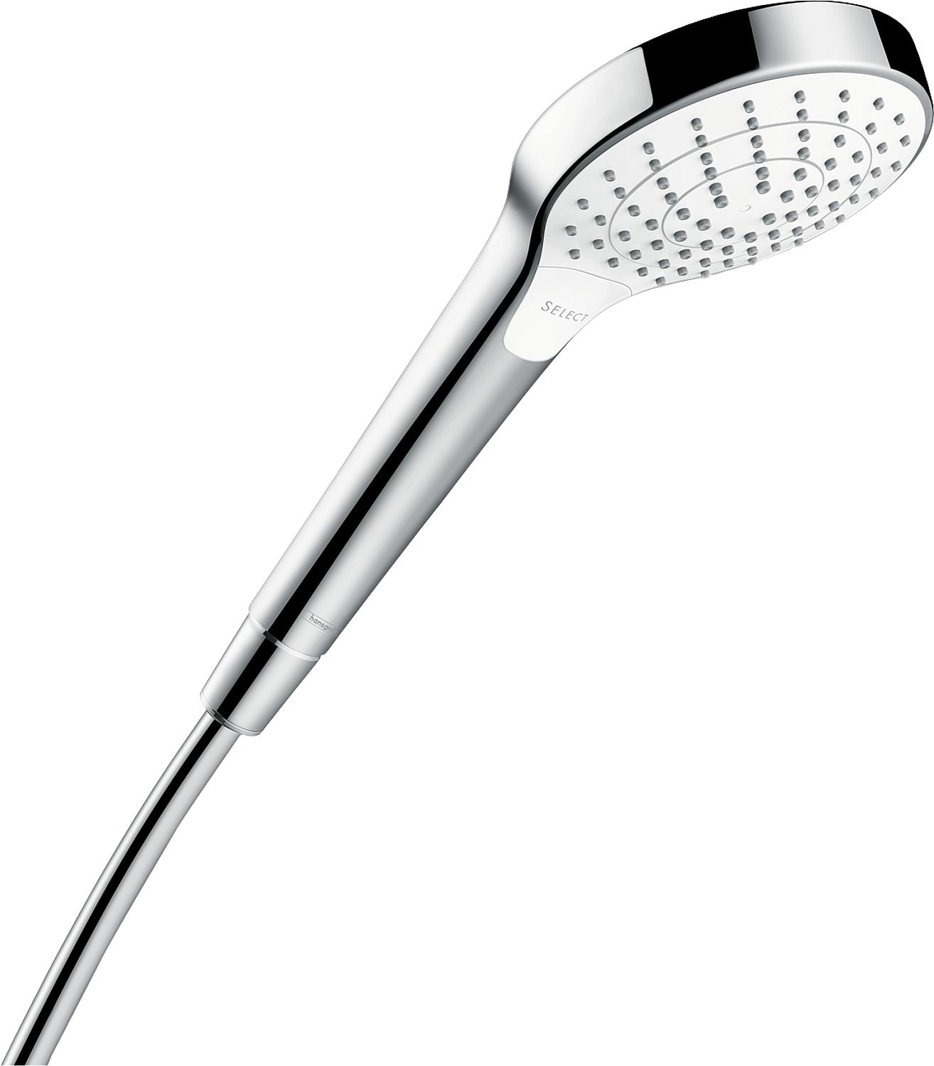 Hansgrohe Croma Select S Vario hand shower, 4 spray patterns, Ø 100 mm, white/chrome