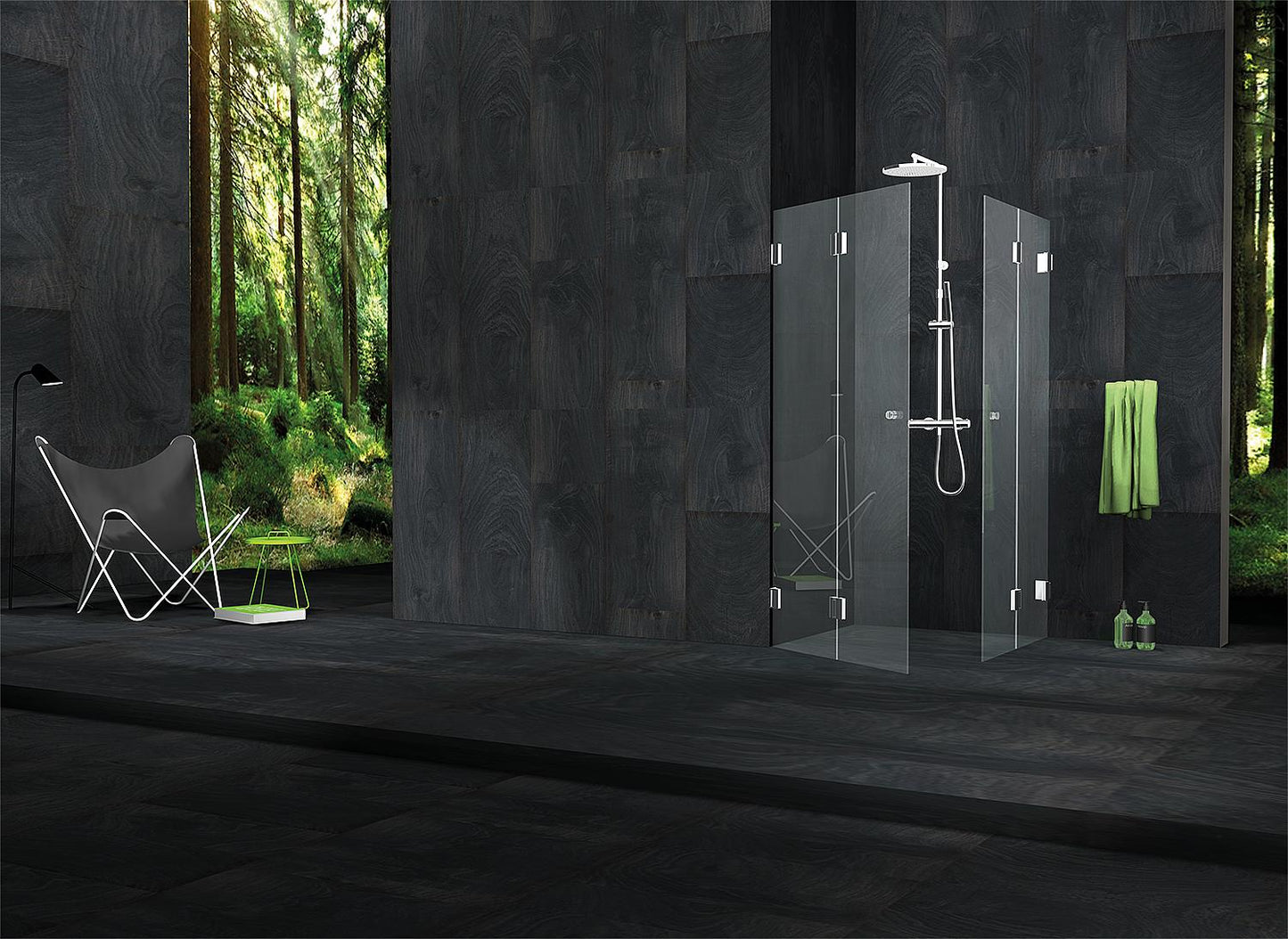 Cabine de douche d'angle Farfalla, 2 portes pliantes, 2 pièces