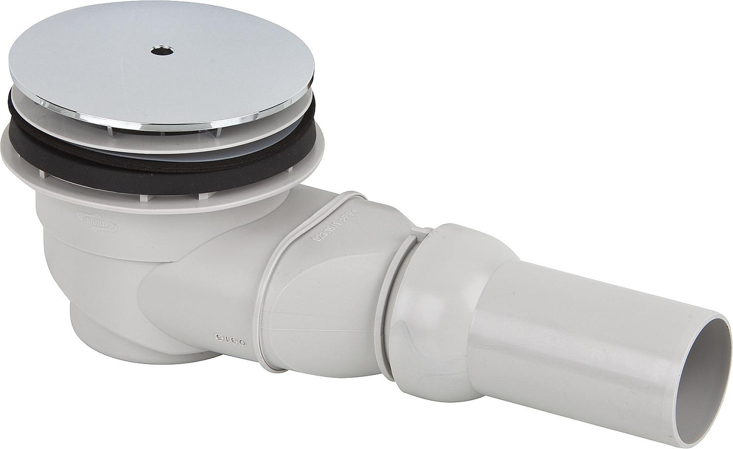 Bonde de douche 823/90W, sortie horizontale, plaque de recouvrement chromée