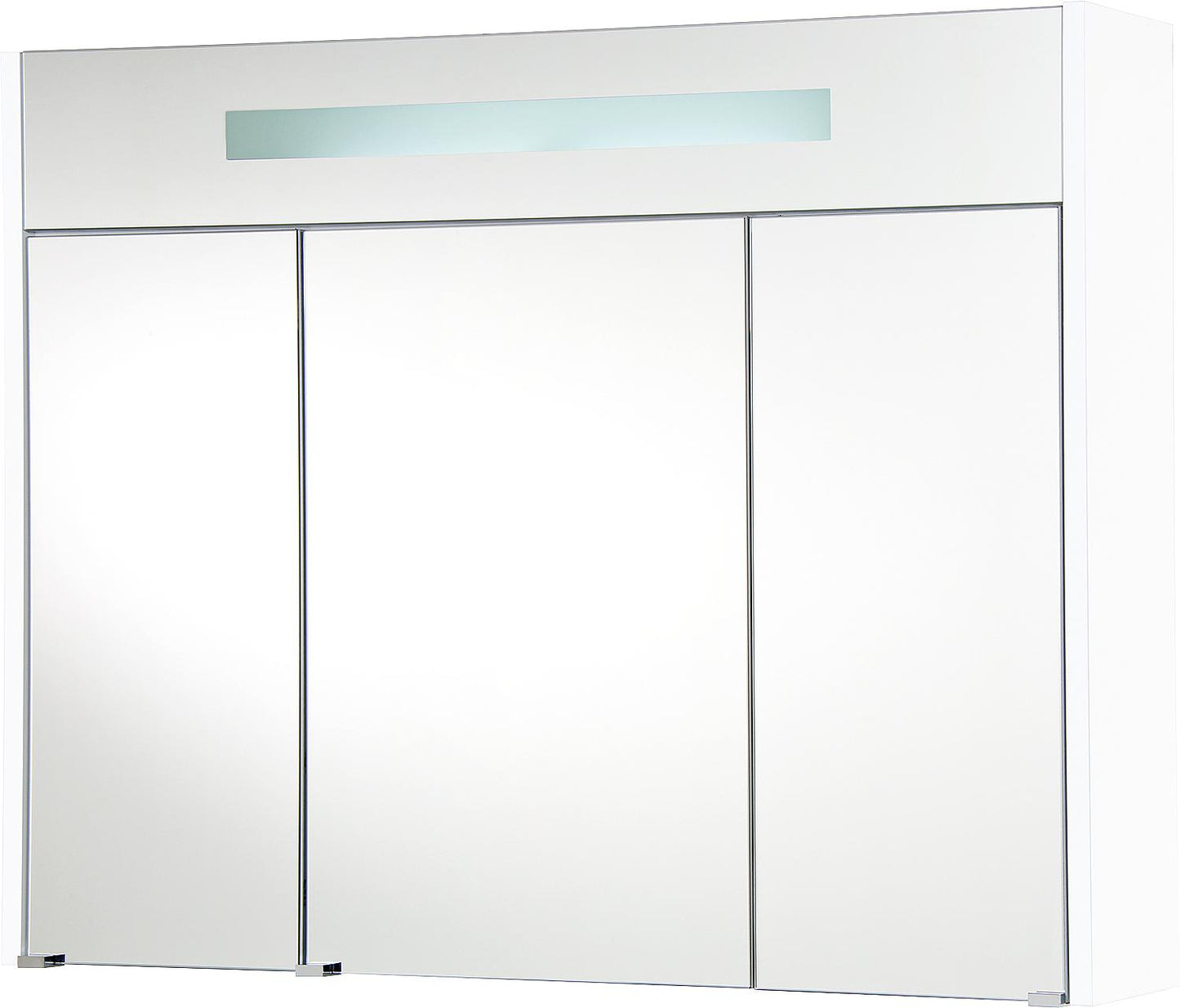 Mirror cabinet with illuminated panel, white high gloss, 3 doors, 950x750x188 mm